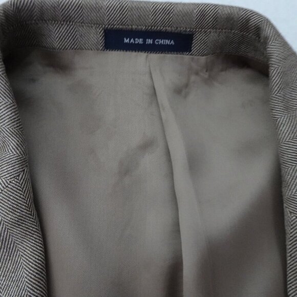Ralph Lauren Sport Coat Blazer Jacket Men's Size 44L Brown Silk Herringbone - Picture 7 of 9